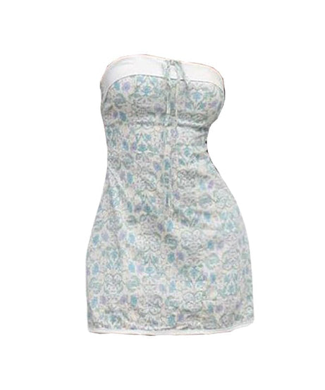 Lavender Floral Tie-Front Tube Mini Dress - Chic Fall Transition & Vacation Ready