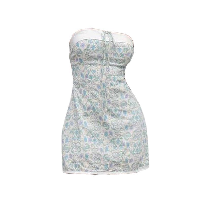 Lavender Floral Tie-Front Tube Mini Dress - Chic Fall Transition & Vacation Ready