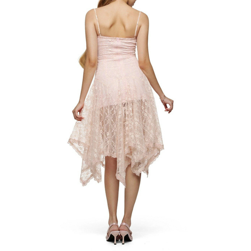 Dreamy Blush Lace Handkerchief Hem Cami Dress - Romantic Fall & Party Ready