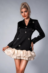 Galiane Floral Diamante Organza Blazer Dress