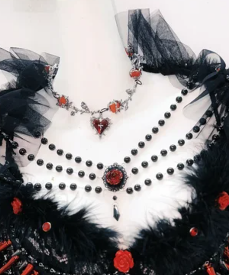 Gothic Vamp Siren Spiked Lace Bodysuit & Dramatic Sleeves - Halloween & Beyond