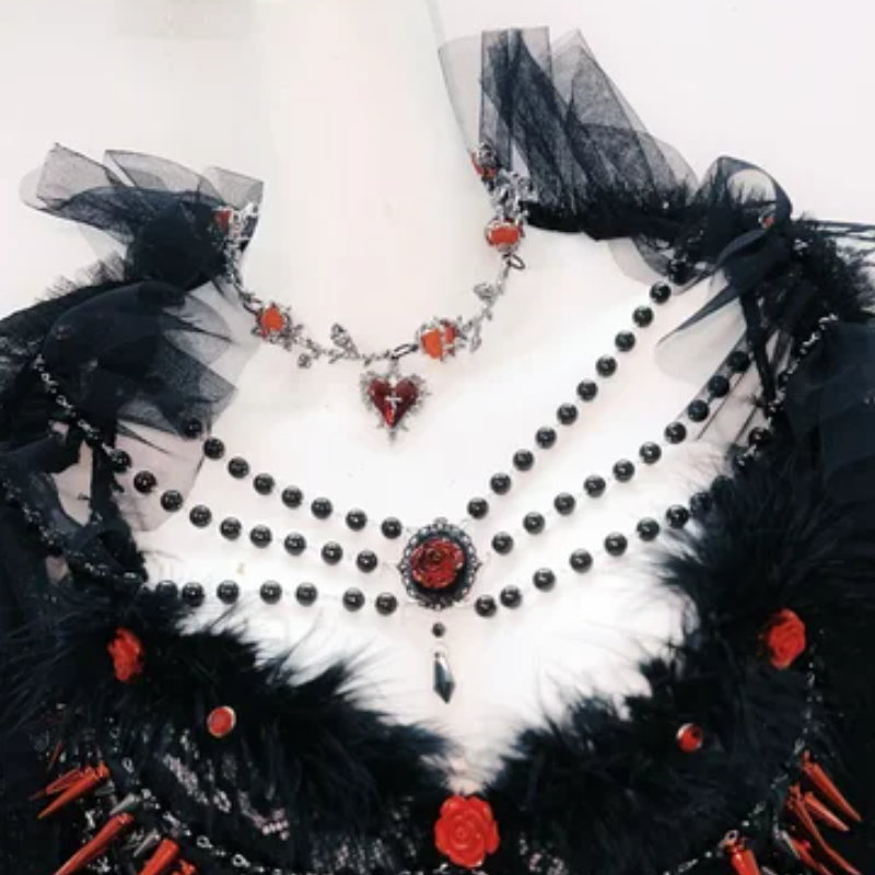 Gothic Vamp Siren Spiked Lace Bodysuit & Dramatic Sleeves - Halloween & Beyond