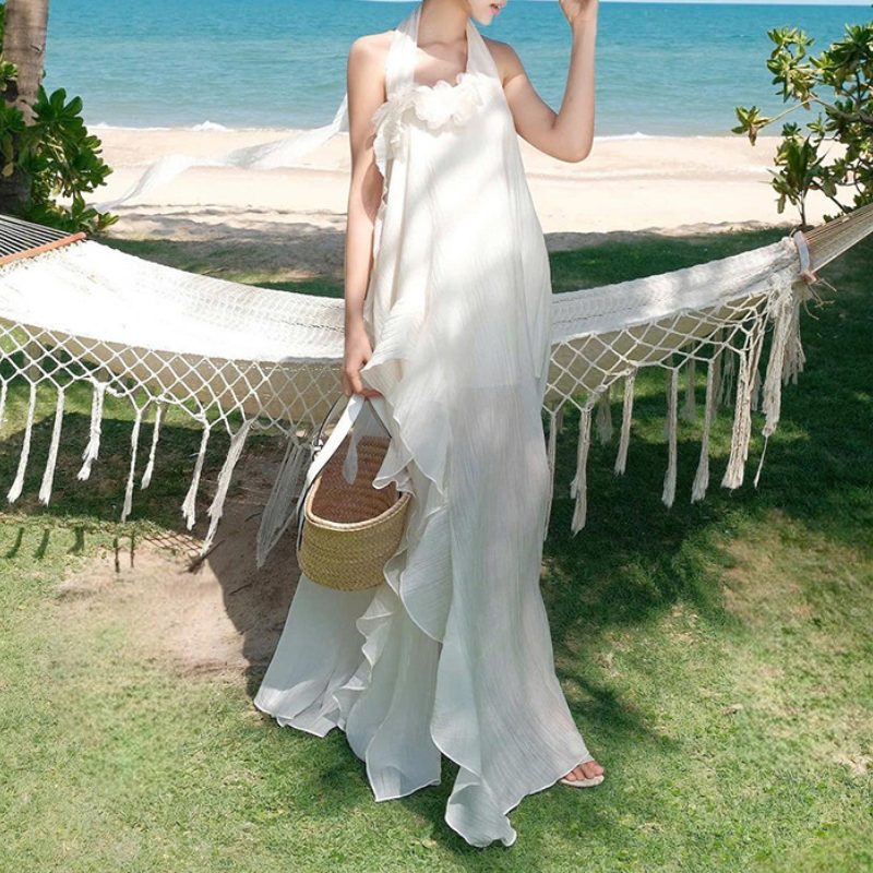 Dreamy Halter Ruffle Maxi Dress | Your Essential Resort & Warm Getaway Style