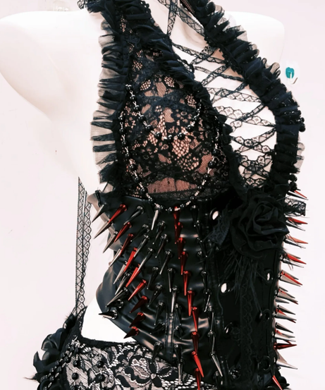Fierce Gothic Spiked Halter Corset Top – Unleash Your Rebel Style for Halloween & Beyond