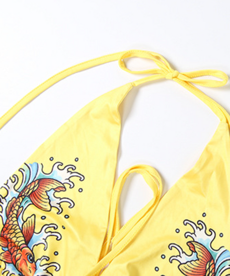 Sunny Yellow Long-Sleeve Zip-Up Rash Guard & Tie-Side Shorts Set - Your Ultimate Tropical Escape Swim & Activewear