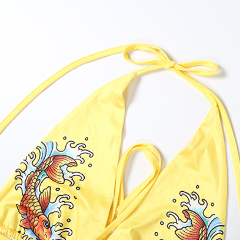 Sunny Yellow Long-Sleeve Zip-Up Rash Guard & Tie-Side Shorts Set - Your Ultimate Tropical Escape Swim & Activewear