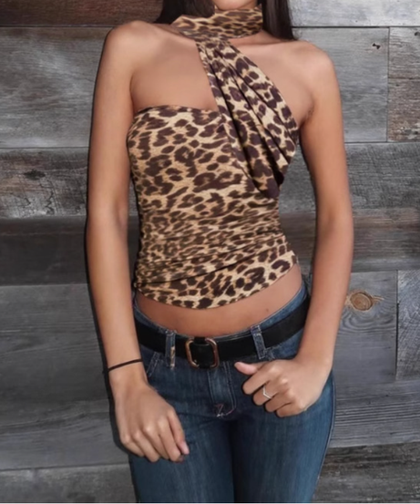 Electric Pink Leopard Halter Crop Top: Your Ultimate Statement for Fall Parties & Nights Out