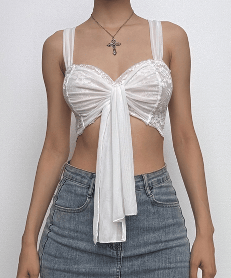 Chic Coquette Lace Bow-Knot Crop Cami Top - Fall Fashion Must-Have