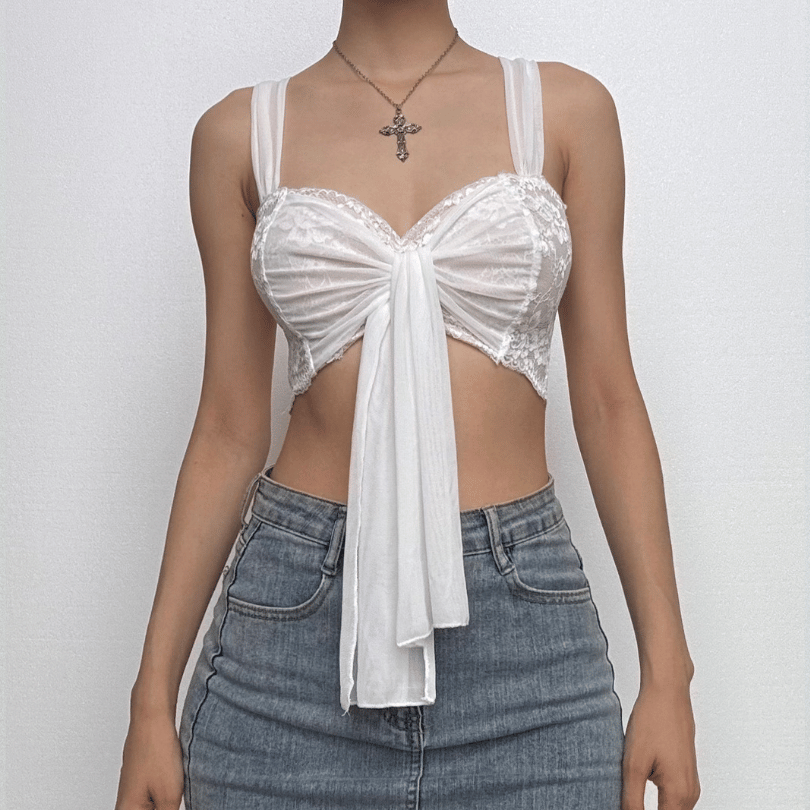 Chic Coquette Lace Bow-Knot Crop Cami Top - Fall Fashion Must-Have