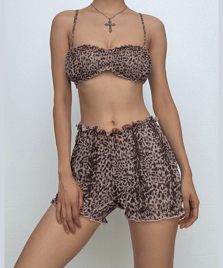 Wild Instincts Leopard Print Cami & Ruffle Shorts Set - Fall Getaway & Luxe Loungewear