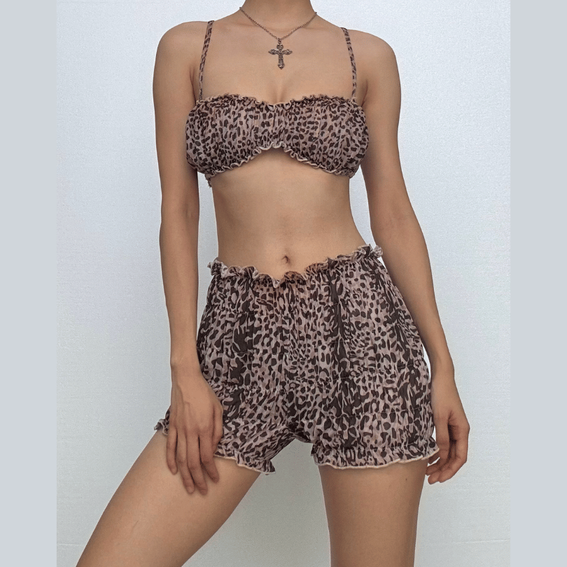Wild Instincts Leopard Print Cami & Ruffle Shorts Set - Fall Getaway & Luxe Loungewear