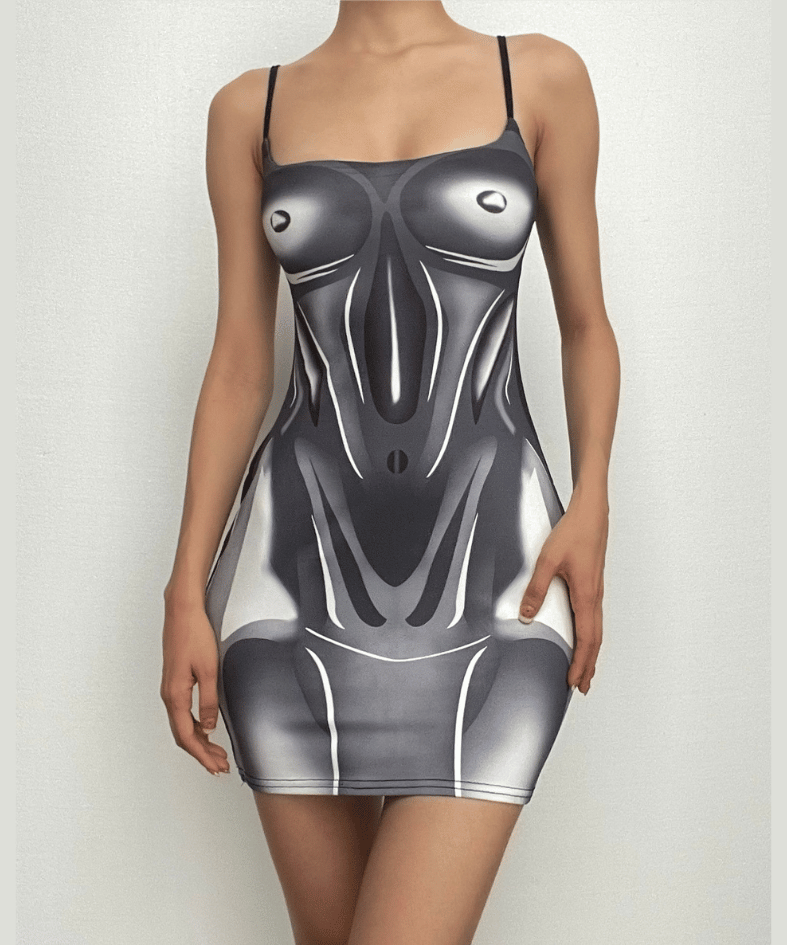 Edgy Illusion Bodycon Mini Dress - Fall & Halloween Ready