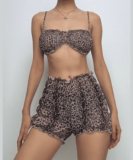 Wild Instincts Leopard Print Cami & Ruffle Shorts Set - Fall Getaway & Luxe Loungewear