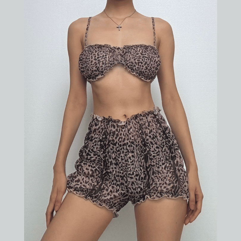 Wild Instincts Leopard Print Cami & Ruffle Shorts Set - Fall Getaway & Luxe Loungewear