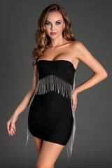 Pallaki Strapless Fringe Mini Dress