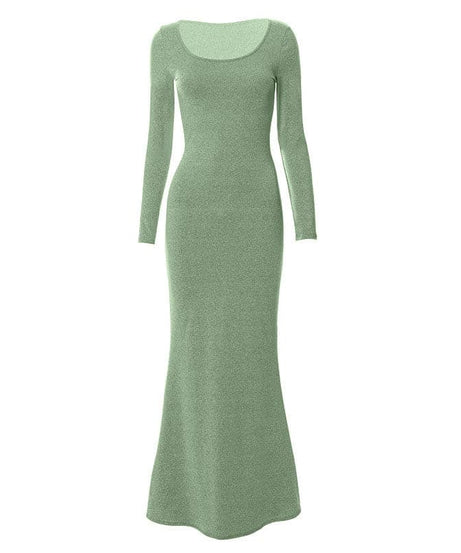 Fall Chic & Cozy: Women's Long Sleeve Scoop Neck Mermaid Maxi Dress