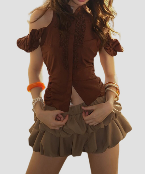 Chic Fall Low-Rise Ruffle Mini Skort - Tiered & Trendy