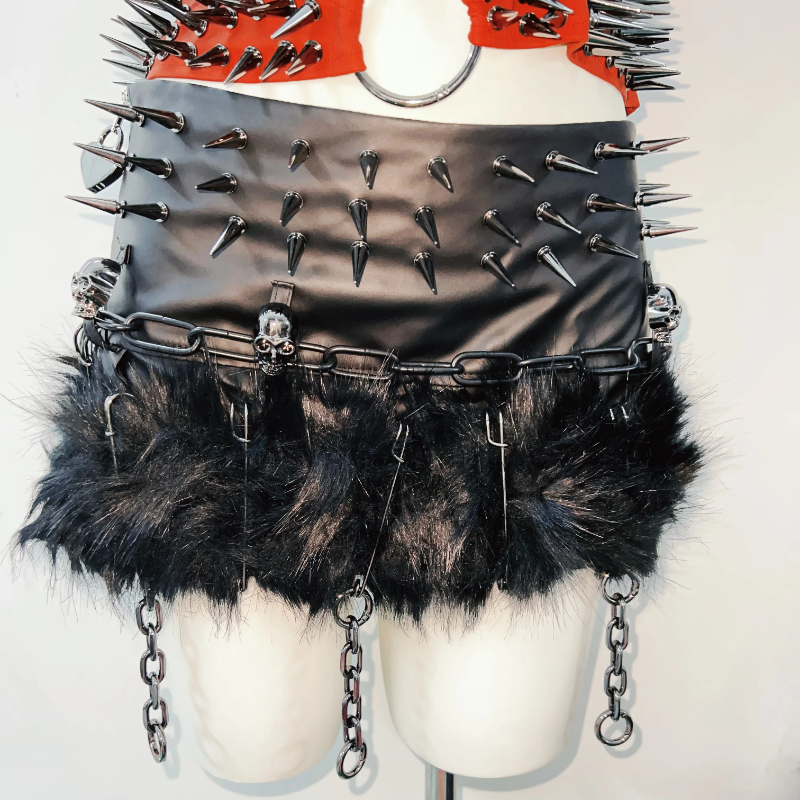 Crimson Spiked O-Ring Harness Top - Edgy Halloween & Fall Party Statement
