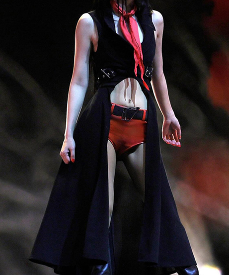 Edgy Inferno Duster Vest: Black Buckle Cut-Out Statement Piece for Fall & Halloween