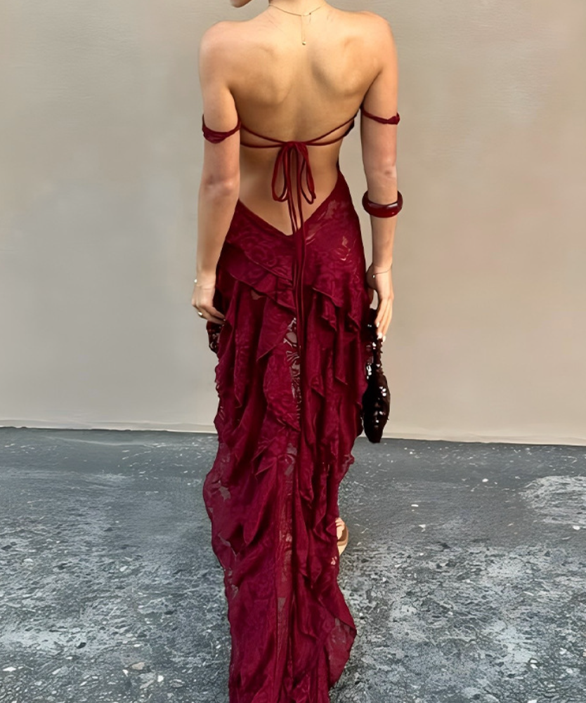 Bewitching Black Lace Off-Shoulder High-Low Party Dress - Fall & Holiday Statement