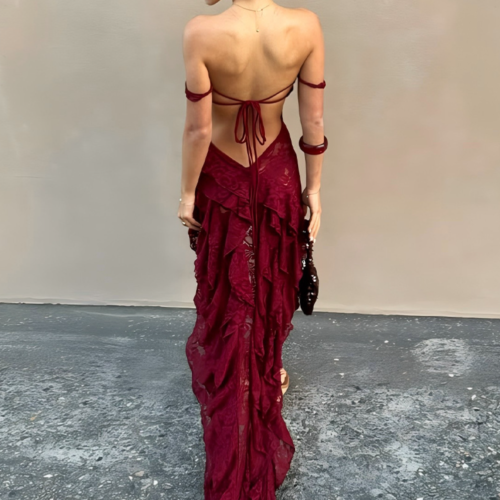 Bewitching Black Lace Off-Shoulder High-Low Party Dress - Fall & Holiday Statement