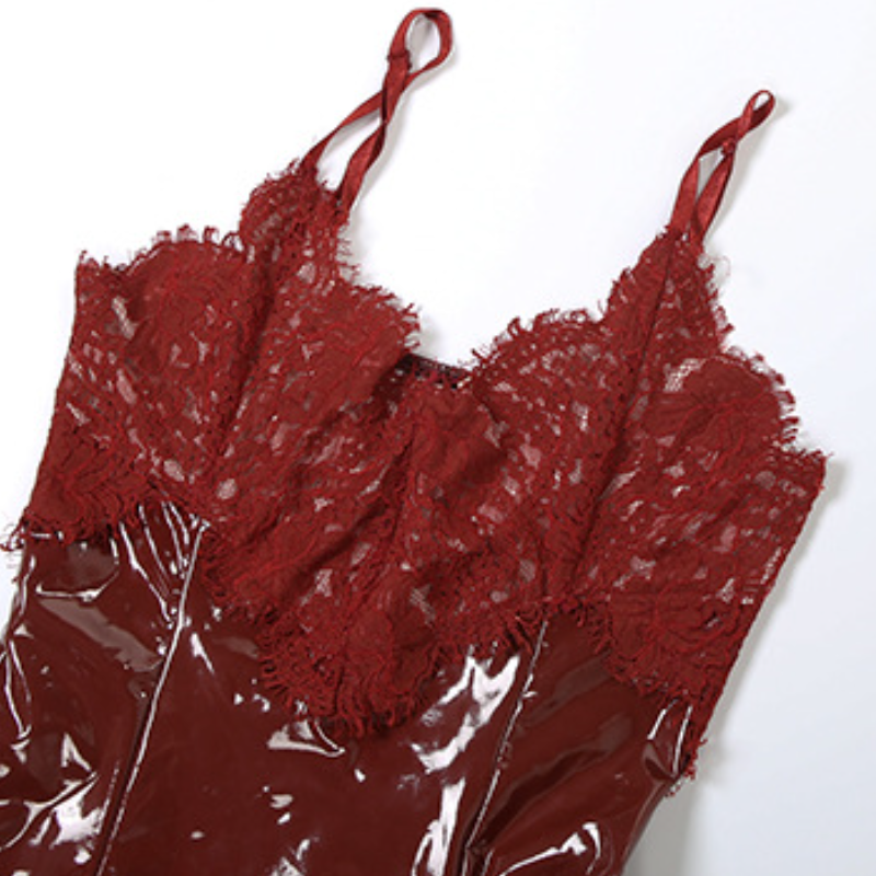 Allure & Edge: The Lace & Faux Leather Cami Mini Dress – Fall's Hottest Night Out & Halloween Party Look