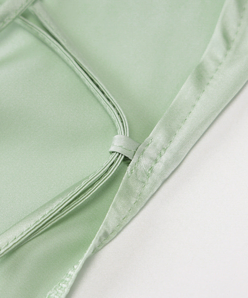 Chic Sage Green Satin Cowl Neck Backless Mini Dress - Ruched for Fall & Holiday Parties