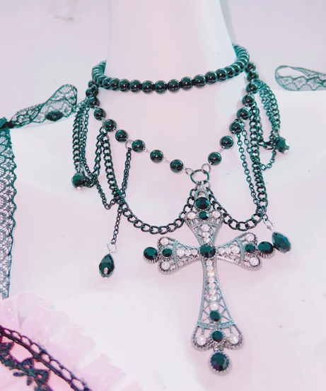 Dark Enchantress Pink & Emerald Gothic Corset Top - Halloween & Fall Glamour