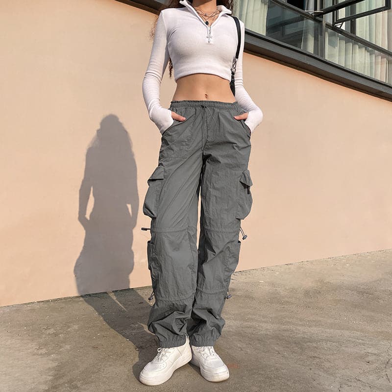 Effortless Fall Vibe: Women's Y2K Baggy Cargo Pants | Low Rise Streetwear Utility Trousers