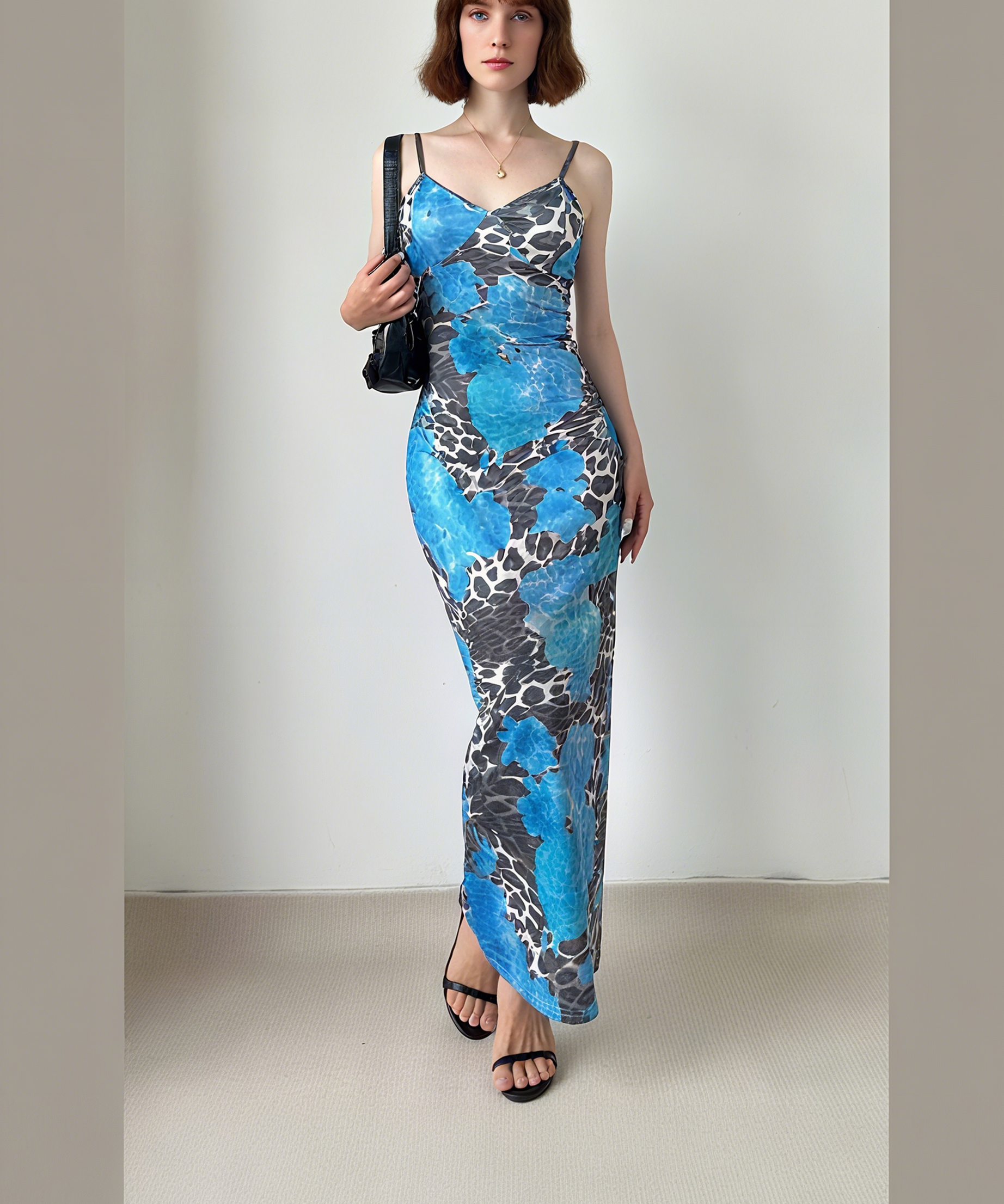 Vibrant Blue Floral & Leopard Print Maxi Dress - Your Chic Fall Getaway Essential