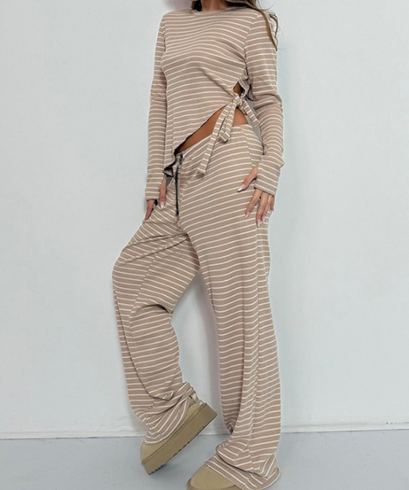 Cozy Chic Striped Knit Loungewear Set – Your Effortless Fall & Holiday Comfort Essential
