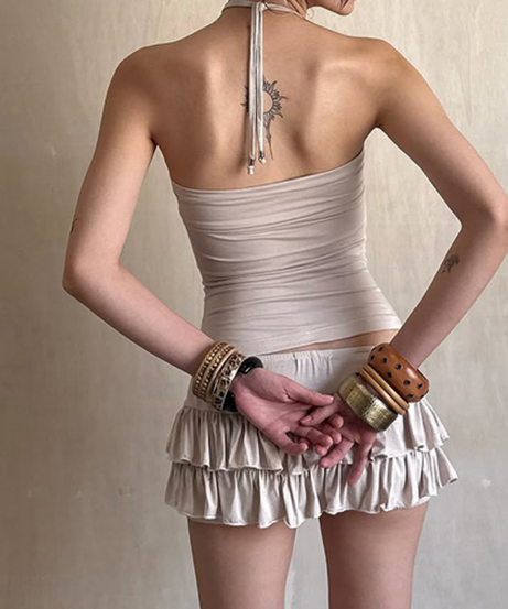 Effortless Chic Halter Strapless Ruched Knit Top | Fall Vacation & Layering Essential