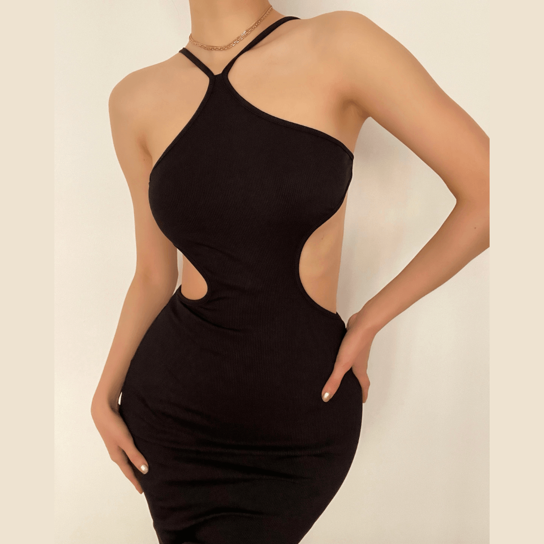 Sleek Halter Cutout Ribbed Midi Dress - Your Essential Fall & Holiday Party Statement