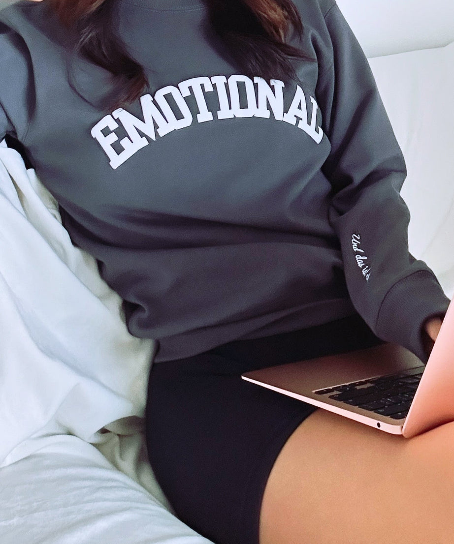 Cozy 'Emotional & That's Okay' Crewneck Sweatshirt – Fall & Winter Comfort for Her