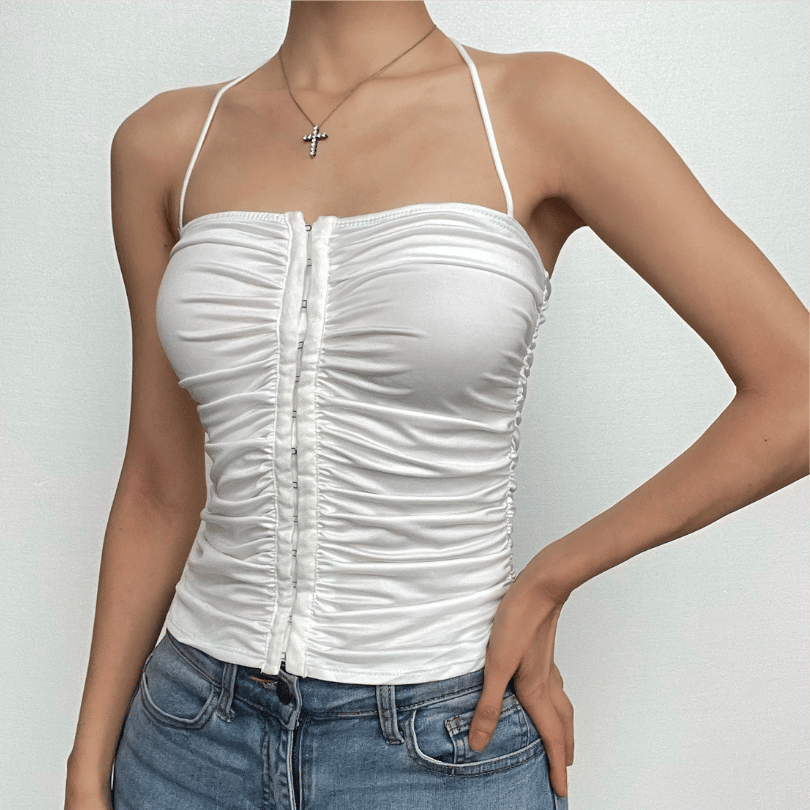 Glamorous Ruched Halter Crop Top – Your Chic Essential for Fall Parties & Nights Out