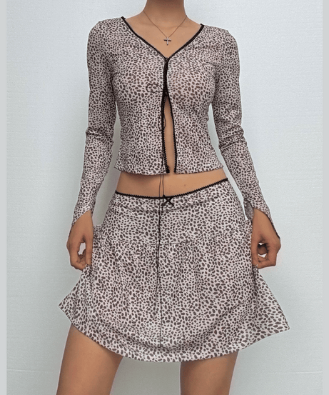 Wildly Chic Leopard Print Two-Piece Skirt Set - Your Go-To Fall Fashion Statement