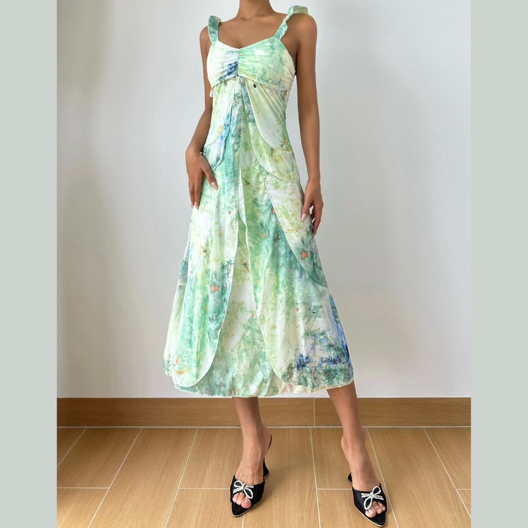 Artistic Oasis Flowy Midi Dress - Your Chic Escape & Resort Wear Essential