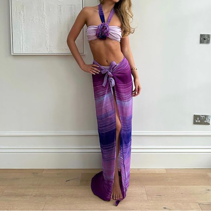 Chic Leopard Print 3-Piece Halter Bandeau & Mesh Maxi Skirt Set – Your Ultimate Vacation & Resort Wear