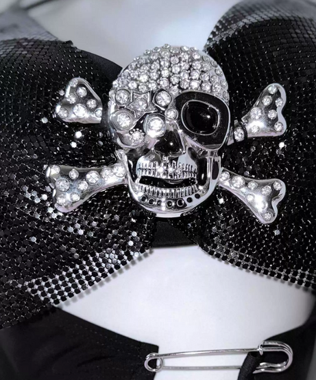 Spooky Chic Rhinestone Skull Cutout Bodysuit | Edgy Halter Clubwear for Halloween & Beyond