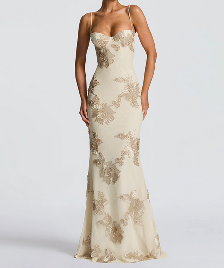 Black Elegance Floral Mesh Cross-Back Maxi Gown | The Ultimate Statement for Holiday Parties & NYE