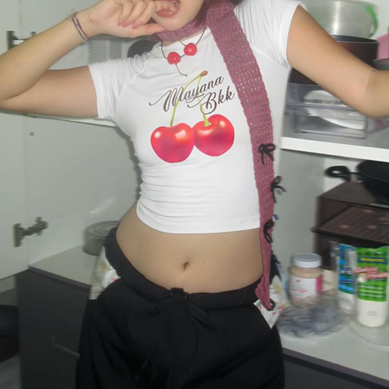 Sweet Cherry Love: Vibrant Red Crop Top | Chic Fall Style for Women