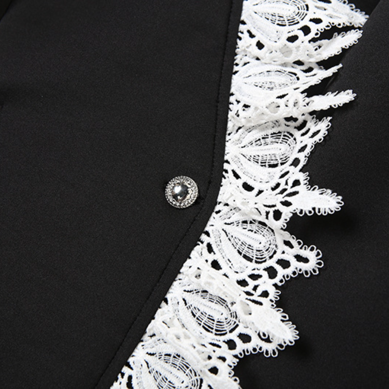 Elegant Asymmetrical Lace Black Blazer - Women's Fall & Holiday Statement Jacket