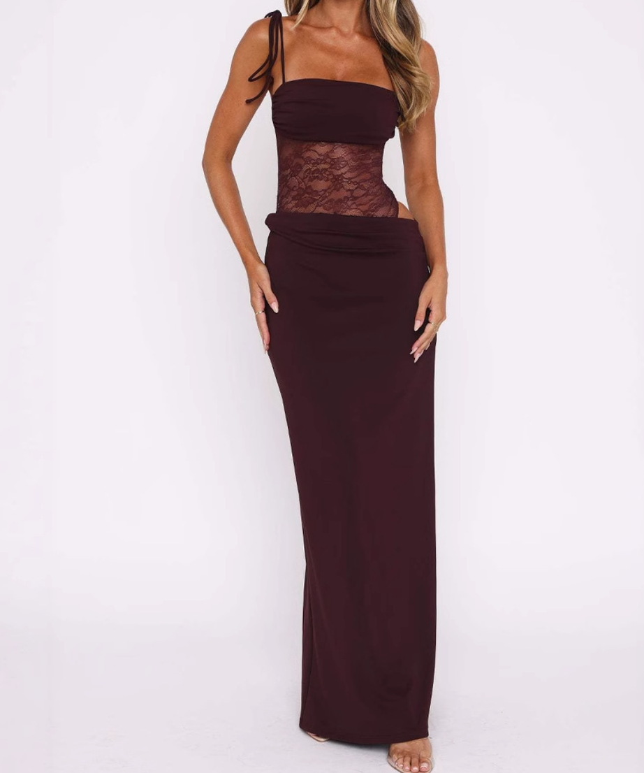 Elegant Ivory Lace Cut-Out Maxi Dress | Daring Style for Fall Getaways & Holiday Glam