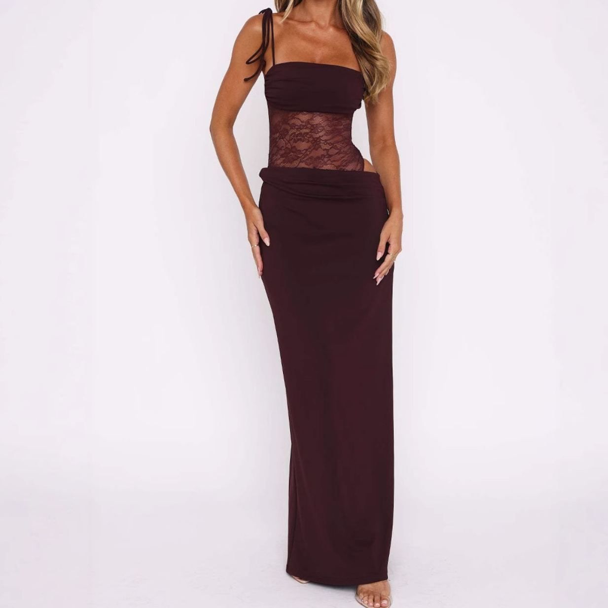 Elegant Ivory Lace Cut-Out Maxi Dress | Daring Style for Fall Getaways & Holiday Glam