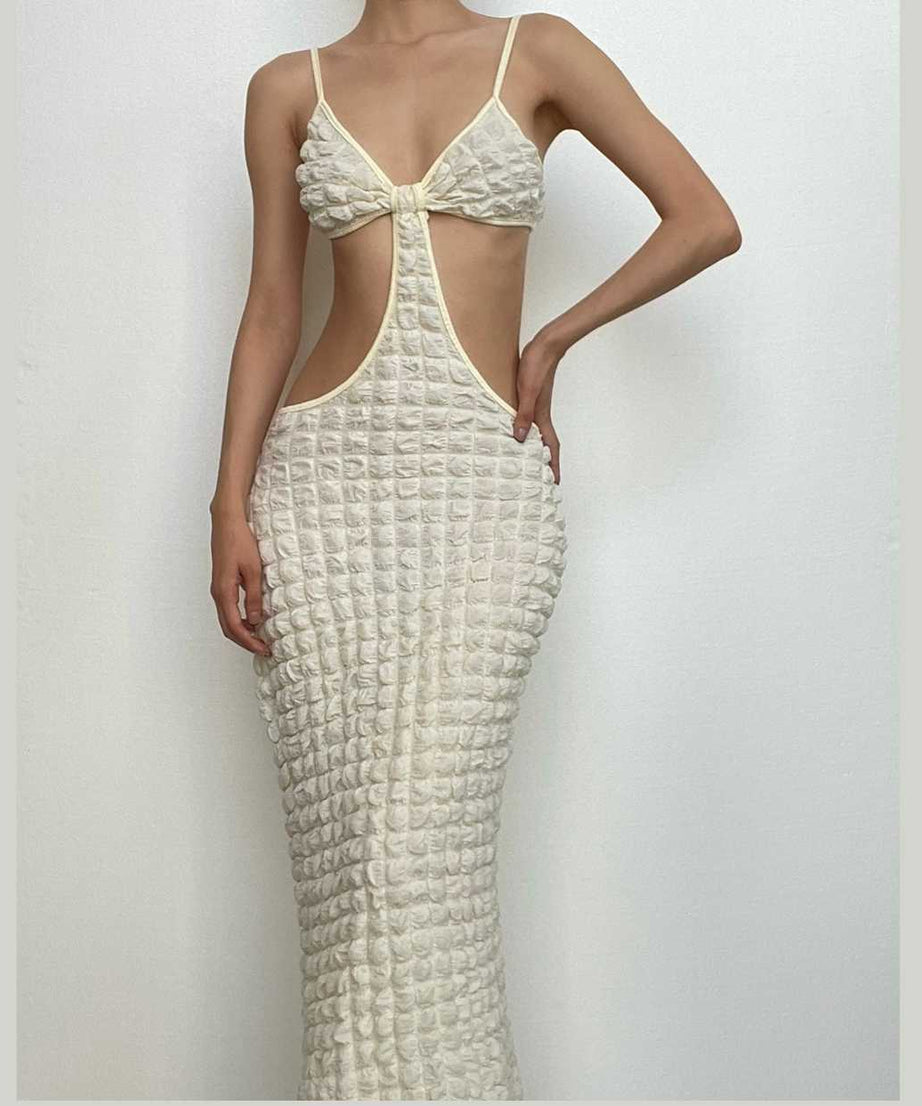The 'IT' Girl Waffle Knit Cut-Out Midi Dress - Chic Fall Getaway & Party Essential