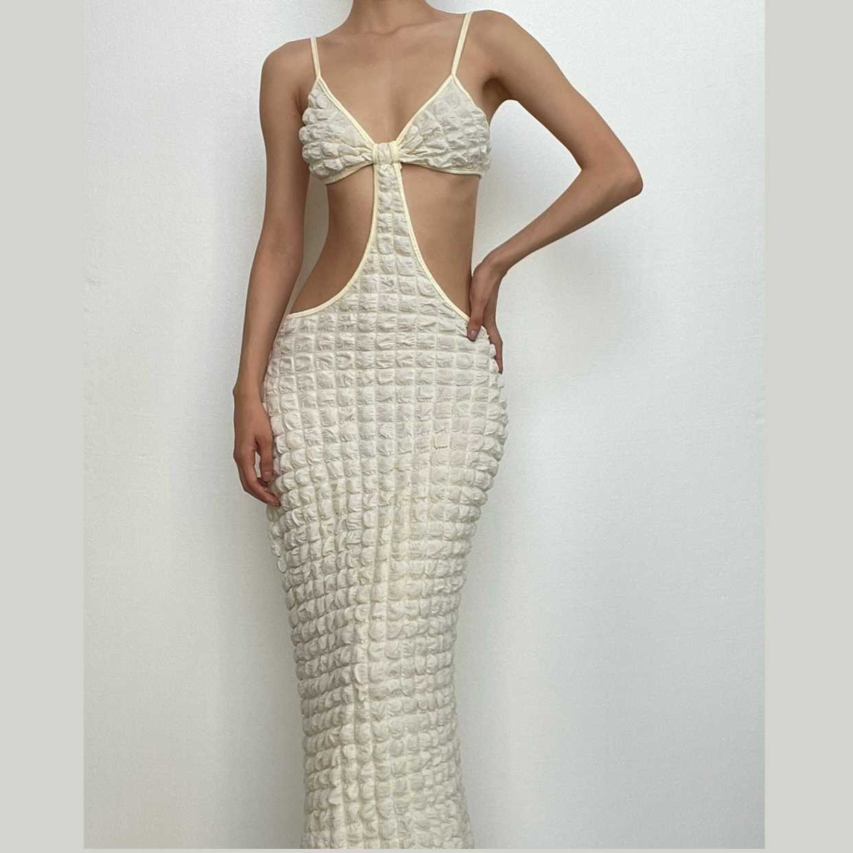 The 'IT' Girl Waffle Knit Cut-Out Midi Dress - Chic Fall Getaway & Party Essential