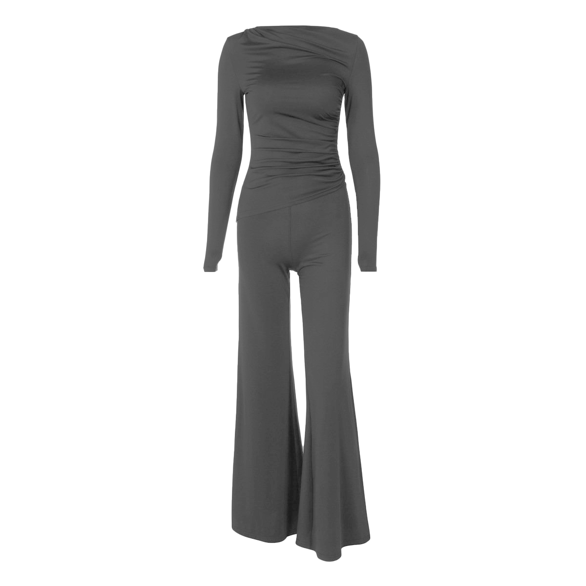 Effortless Fall Chic: Ruched Long Sleeve Top & Wide-Leg Pant Set | Cozy Elevated Loungewear