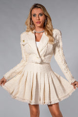 Naama White Pleat Mini Tweed Set