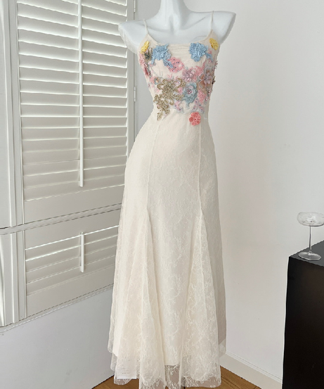 Romantic Lilac Lace Maxi Dress with 3D Floral Embroidery | Fall Wedding & Holiday Gala Ready