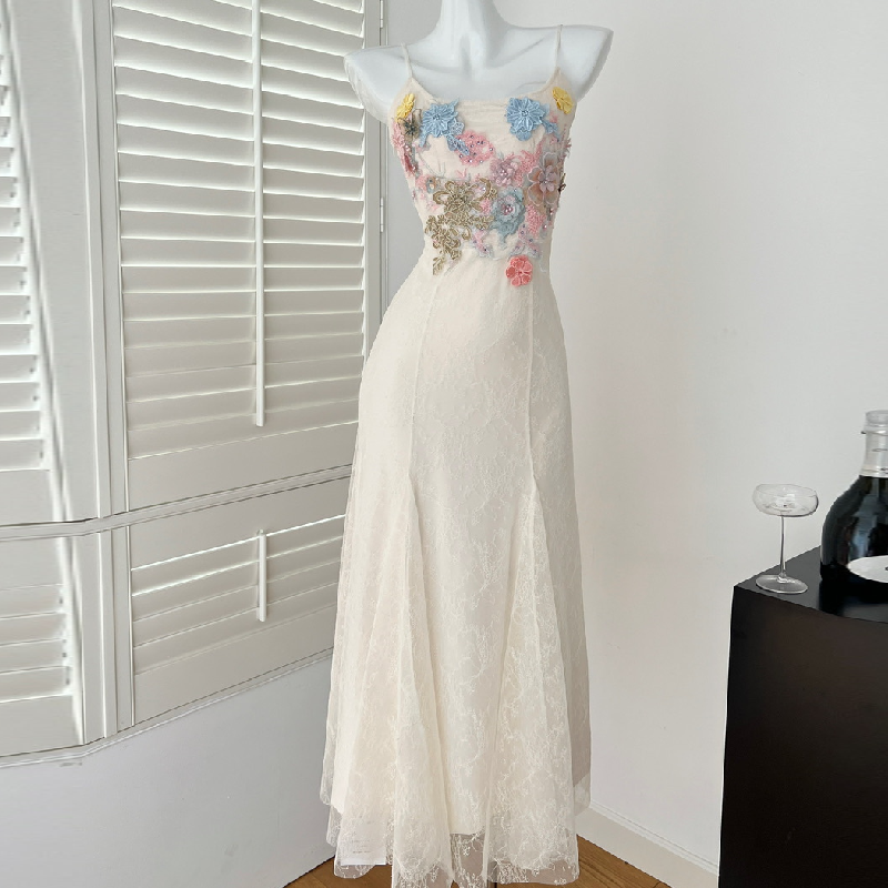 Romantic Lilac Lace Maxi Dress with 3D Floral Embroidery | Fall Wedding & Holiday Gala Ready